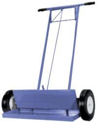 Made in USA - 36" Long Push Magnetic Sweeper with Wheels - 4-1/2" Wide x 1-1/2" High x 48" Long, 10" Wheel Diam, 2-1/2" Clearance - Strong Tooling