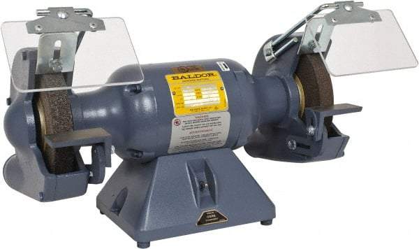 Baldor - 7" Wheel Diam x 1" Wheel Width, 1/2 hp Grinder - 5/8" Arbor Hole Diam, 1 Phase, 3,600 Max RPM, 115/230 Volts - Strong Tooling