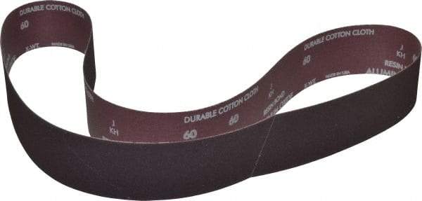 Norton - 2-1/2" Wide x 60" OAL, 60 Grit, Aluminum Oxide Abrasive Belt - Aluminum Oxide, Medium, Coated, X Weighted Cloth Backing, Series R228 - Strong Tooling