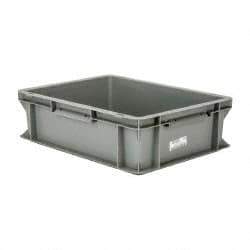 SSI Schaefer - 0.38 Cu Ft, 55 Lb Load Capacity Gray Polypropylene Tote Container - Stacking, 15.8" Long x 11.9" Wide x 4.8" High - Strong Tooling