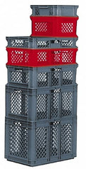 SSI Schaefer - 0.7 Cu Ft, 33 Lb Load Capacity Red Polypropylene Tote Container - Stacking, 15.8" Long x 11.9" Wide x 8.7" High - Strong Tooling