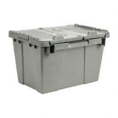 Orbis - 0.6 Cu Ft, 70 Lb Load Capacity Gray Polyethylene Attached-Lid Container - Stacking, Nesting, 15.2" Long x 10.9" Wide x 9.7" High, Lid Included - Strong Tooling