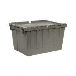 Quantum Storage - 1.67 Cu Ft, 60 Lb Load Capacity Gray Polyethylene Attached-Lid Container - Stacking, Nesting, 21.8" Long x 15" Wide x 12.8" High, Lid Included - Strong Tooling