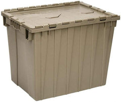 Quantum Storage - 2.31 Cu Ft, 70 Lb Load Capacity Gray Polyethylene Attached-Lid Container - Stacking, Nesting, 21.9" Long x 15.1" Wide x 17.3" High, Lid Included - Strong Tooling