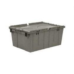 Quantum Storage - 1.27 Cu Ft, 60 Lb Load Capacity Gray Polyethylene Attached-Lid Container - Stacking, Nesting, 21.8" Long x 14.9" Wide x 9.6" High, Lid Included - Strong Tooling