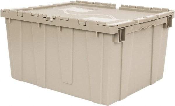 Quantum Storage - 2.44 Cu Ft, 80 Lb Load Capacity Gray Polyethylene Attached-Lid Container - Stacking, Nesting, 23.9" Long x 19.4" Wide x 12-1/2" High, Lid Included - Strong Tooling