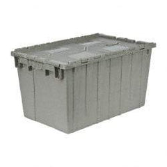 Quantum Storage - 2.2 Cu Ft, 90 Lb Load Capacity Gray Polyethylene Attached-Lid Container - Stacking, Nesting, 25.4" Long x 16.3" Wide x 14.1" High, Lid Included - Strong Tooling