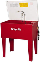 Graymills - Free Standing Solvent-Based Parts Washer - 15 Gal Max Operating Capacity, Steel Tank, 38-1/2" (Lid Close)/60" (Lid Open) High x 36" Long x 22" Wide, 115 Input Volts - Strong Tooling