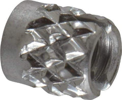 E-Z LOK - #4-40 UNC Stainless Steel Flush Press Fit Threaded Insert for Plastic - 3/16" OAL, 0.166" Insert Diam, 5/32" Hole Diam, 5/32" Drill - Strong Tooling