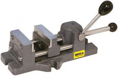 Heinrich - 4-11/16" Jaw Opening Capacity x 1-5/16" Throat Depth, Horizontal Drill Press Vise - 4" Wide x 4-11/16" High Jaw, Stationary Base, Standard Speed - Strong Tooling