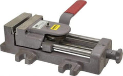 Heinrich - 4" Jaw Opening Capacity x 1-3/8" Throat Depth, Horizontal Drill Press Vise - 4" Wide x 1-3/8" High Jaw, Stationary Base, Standard Speed, 11-3/4" OAL - Strong Tooling