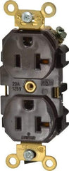 Leviton - 125 VAC, 20 Amp, 5-20R NEMA Configuration, Brown, Industrial Grade, Self Grounding Duplex Receptacle - 1 Phase, 2 Poles, 3 Wire, Flush Mount, Tamper Resistant - Strong Tooling