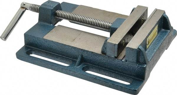 Interstate - 4-5/8" Jaw Opening Capacity x 1" Throat Depth, Horizontal Drill Press Vise - 5" Wide x 1" High Jaw, Stationary Base, Standard Speed, 9.65" OAL x 2.33" Overall Height, Cast Iron - Strong Tooling