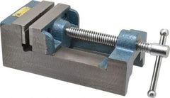 Interstate - 3-5/16" Jaw Opening Capacity x 1-7/64" Throat Depth, Horizontal Drill Press Vise - 3-1/2" Wide x 1.1" High Jaw, Stationary Base, Standard Speed, 8-1/2" OAL x 2-3/4" Overall Height, Cast Iron - Strong Tooling