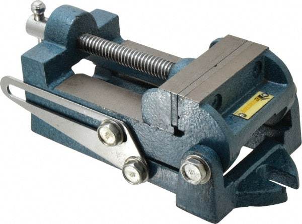 Interstate - 3-5/16" Jaw Opening Capacity x 1-1/4" Throat Depth, Angle Drill Press Vise - 3-1/2" Wide x 1.35" High Jaw, Stationary Base, Standard Speed, 9.13" OAL x 3.23" Overall Height, Cast Iron - Strong Tooling