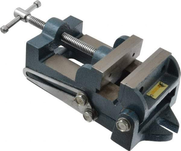 Interstate - 3-3/4" Jaw Opening Capacity x 1-3/4" Throat Depth, Angle Drill Press Vise - 4-1/2" Wide x 1.62" High Jaw, Stationary Base, Standard Speed, 10-15/16" OAL x 3.7" Overall Height, Cast Iron - Strong Tooling