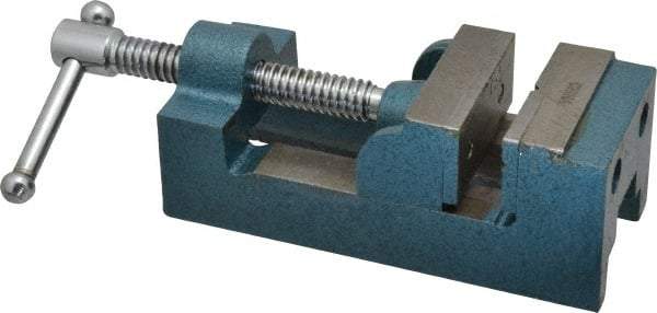 Interstate - 2-11/32" Jaw Opening Capacity x 1-7/64" Throat Depth, Horizontal Drill Press Vise - 2-1/2" Wide x 1.1" High Jaw, Stationary Base, Standard Speed, 7-27/64" OAL x 2-1/4" Overall Height, Cast Iron - Strong Tooling