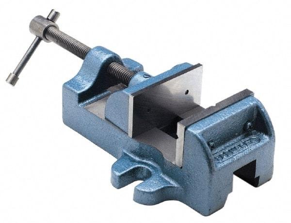 Palmgren - 1-1/2" Jaw Opening Capacity x 1" Throat Depth, Horizontal Drill Press Vise - 1-3/4" Wide Jaw, Stationary Base, Standard Speed, 4-1/2" OAL x 1-15/16" Overall Height, Cast Iron - Strong Tooling