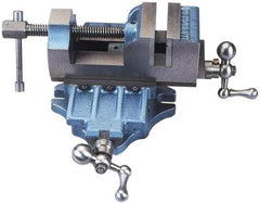 Palmgren - 3" Jaw Opening Capacity x 1-3/4" Throat Depth, Horizontal Drill Press Vise - 3" Wide Jaw, Cross Slide Base, Standard Speed, 12" OAL x 5-1/2" Overall Height, Cast Iron - Strong Tooling