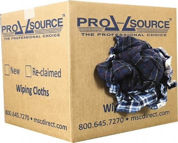 PRO-SOURCE - Reclaimed Cotton Polishing and Dust Cloths - Assorted Colors, Flannel, Low Lint, 10 Lbs. at 3 to 4 per Pound, Box - Strong Tooling