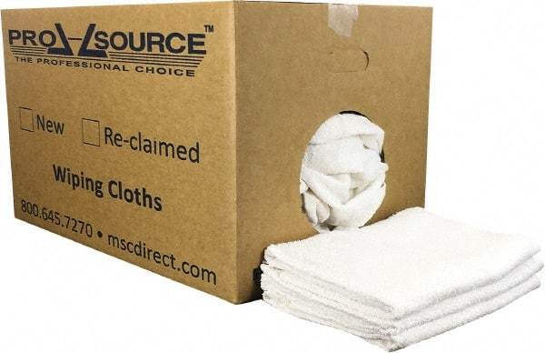 PRO-SOURCE - 40 Inch Long Virgin Terry Cotton Towels - White, Terry Cloth, Low Lint, Box - Strong Tooling