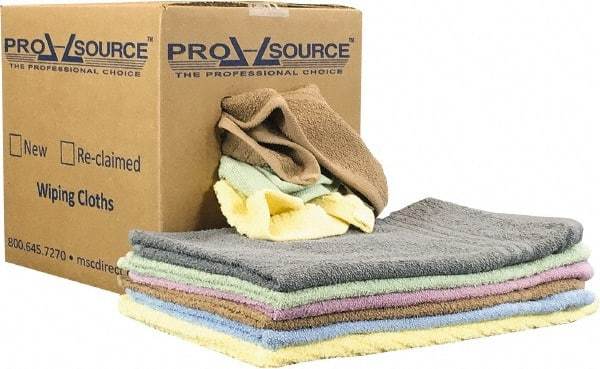 PRO-SOURCE - 16 Inch Long x 16 Inch Wide Virgin Car Wash Cotton Towels - Assorted Colors, Terry Cloth, Medium Lint, 5 Lbs. at 2 to 4 per Pound, Box - Strong Tooling