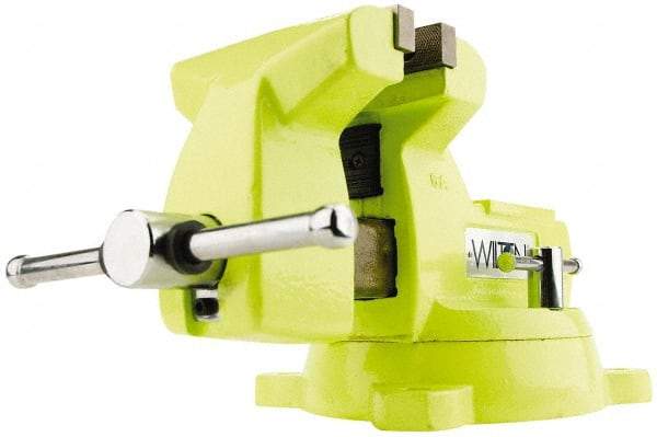 Wilton - 5" Jaw Width x 5-1/4" Jaw Opening Capacity, 3-3/4" Throat Depth, Bench & Pipe Combination Vise - 1/4 to 2-1/2" Pipe Capacity, Swivel Base, Bolt Down Attachment, Ductile Iron - Strong Tooling