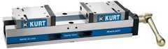 Kurt - 4" Jaw Width, 6-1/4" Max Jaw Opening, Manual Precision Self Centering Vise - 80,000 Max Operating psi, Ductile Iron, 17.9" OAL x 3.61" OAH - Strong Tooling