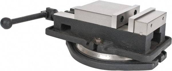 Interstate - 5" Jaw Width, 4-19/32" Jaw Opening Capacity, Horizontal Swivel Machine Vise - Manual Operation, 4,945 Lb Capacity, 1 Station, 14.3" Long x 3.95" High x 1-11/32" Deep, 0.98" Jaw Height, Cast Iron - Strong Tooling