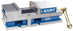 Kurt - 6" Jaw Width, 4" Jaw Opening Capacity, Horizontal Stationary Machine Vise - Reverse Manual Operation, 6,356 Lb Capacity, 1 Station, 14.88" Long x 4.6720" High x 1-31/64" Deep, 1.735" Jaw Height, 80 Lb Max Clamp Force - Strong Tooling