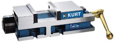 Kurt - 6" Jaw Width, 6" Jaw Opening Capacity, Horizontal Stationary Machine Vise - Hydraulic Operation, 12,600 Lb Capacity, 1 Station, 17" Long x 4.6720" High x 1-31/64" Deep, 1.735" Jaw Height, 3,200 psi Max Clamp Force - Strong Tooling