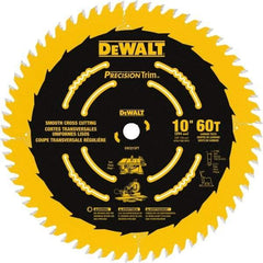 DeWALT - 10" Diam, 5/8" Arbor Hole Diam, 60 Tooth Wet & Dry Cut Saw Blade - Carbide-Tipped, Crosscut & Smooth Action, Standard Round Arbor - Strong Tooling