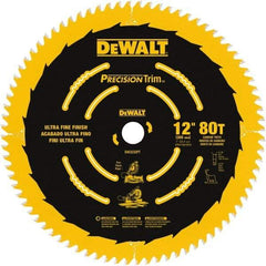 DeWALT - 12" Diam, 1" Arbor Hole Diam, 80 Tooth Wet & Dry Cut Saw Blade - Carbide-Tipped, Finishing Action, Standard Round Arbor - Strong Tooling