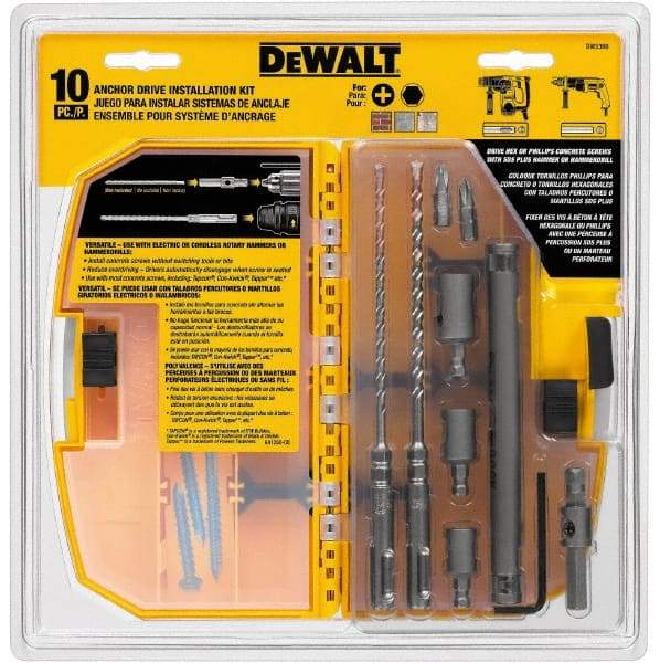 DeWALT - 10 Piece Carbide Tipped Masonry Anchor Installation Kit - For Use with SDS Rotary Hammers - Strong Tooling