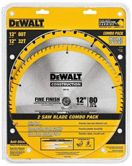 DeWALT - 12" Diam, 1" Arbor Hole Diam, 32 & 80 Tooth Wet & Dry Cut Saw Blade - Carbide-Tipped, Standard Round Arbor - Strong Tooling