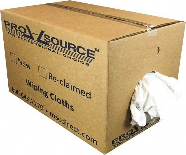 PRO-SOURCE - Wide Virgin Cotton Rags - White, Fleece and Sweatshirt, Low Lint, 25 Lbs. at 3 to 4 per Pound, Box - Strong Tooling