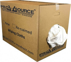 PRO-SOURCE - Wide Virgin Cotton Rags - White, Fleece and Sweatshirt, Low Lint, 50 Lbs. at 3 to 4 per Pound, Box - Strong Tooling