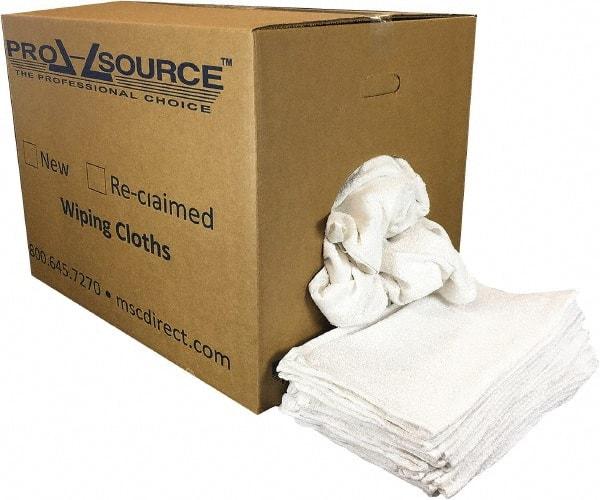 PRO-SOURCE - 19 Inch Long x 16 Inch Wide Virgin Utility Cotton Towels - White, Terry Cloth, Low Lint, 50 Lbs. at 3 to 4 per Pound, Box - Strong Tooling