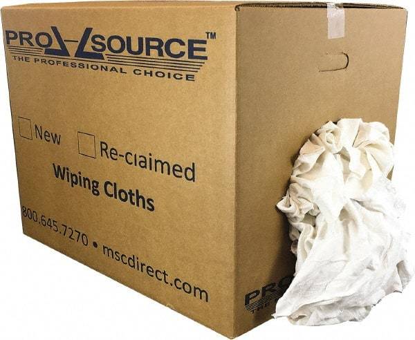 PRO-SOURCE - Reclaimed Cotton Polishing and Dust Cloths - White, Flannel, Low Lint, 50 Lbs. at 3 to 4 per Pound, Box - Strong Tooling