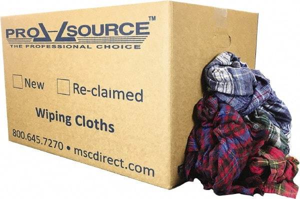 PRO-SOURCE - Reclaimed Cotton Polishing and Dust Cloths - Assorted Colors, Flannel, Low Lint, 25 Lbs. at 3 to 4 per Pound, Box - Strong Tooling