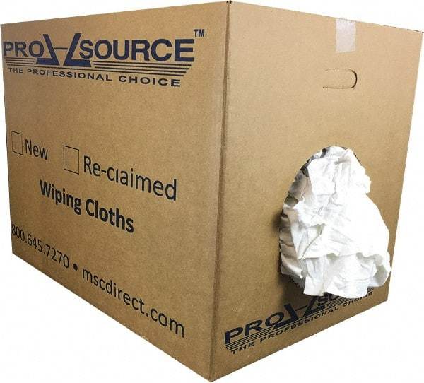 PRO-SOURCE - Cotton Reclaimed Medium Weight Rags - White, Low Lint, 50 Lbs. Bale - Strong Tooling