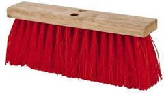 PRO-SOURCE - 16" Rough Surface Synthetic Push Broom - 3-1/4" Bristle Length, Wood Block, Tapered Handle Connection, Handle Sold Separately - Strong Tooling