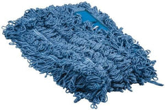 PRO-SOURCE - 48" Long x 5" Wide Yarn Blend Dust Mop Head - Snap-On, Blue, Looped Head - Strong Tooling