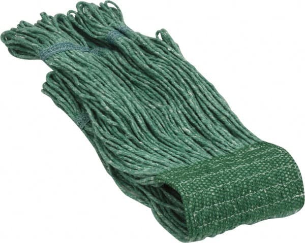 PRO-SOURCE - 5" Green Head Band, Medium Blended Fiber Loop End Mop Head - 4 Ply, Clamp Jaw Connection, Use for General Purpose - Strong Tooling