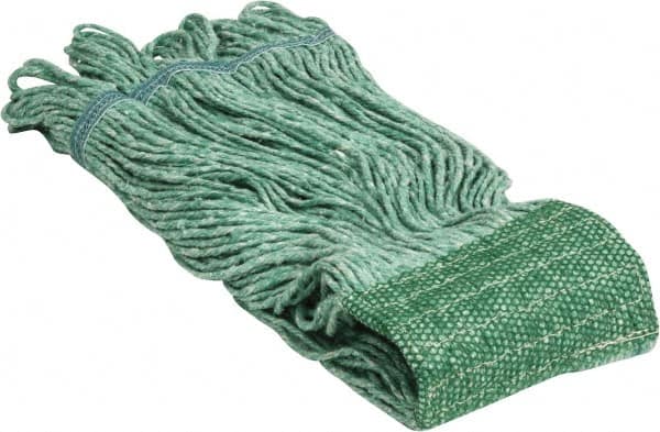 PRO-SOURCE - 5" Green Head Band, Large Blended Fiber Loop End Mop Head - 4 Ply, Side Loading Connection, Use for General Purpose - Strong Tooling