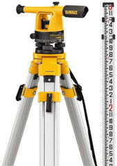 DeWALT - 20x Magnification, 5 to 200 Ft. Measuring Range, Transit Optical Level Kit - Accuracy 1/4 Inch at 100 Ft., Kit Includes Aluminum Tripod with Quick Adjust Legs - Strong Tooling