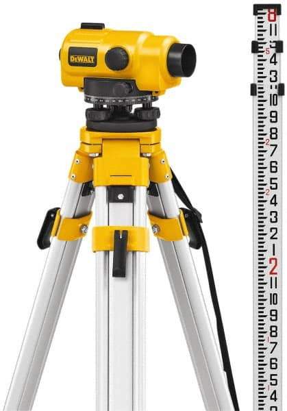 DeWALT - 26x Magnification, 0.5 to 300 Ft. Measuring Range, Automatic Optical Level Kit - Accuracy 1/32 Inch at 100 Ft., Kit Includes Aluminum Tripod with Quick Adjust Legs - Strong Tooling