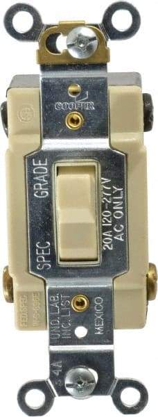 Cooper Wiring Devices - 4 Pole, 120 to 277 VAC, 20 Amp, Commercial Grade, Toggle, Wall and Dimmer Light Switch - 1.3 Inch Wide x 4.19 Inch High, Fluorescent - Strong Tooling