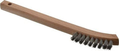 Made in USA - 1/2" Bristle Length, Aluminum Scouring Brush - 2-7/8" Long x 1/2" Wide Head, 8-5/8" OAL, Hardwood Block - Strong Tooling