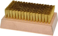 Made in USA - 3/4" Bristle Length, Brass Cleaning & Finishing Brush - 4-1/4" Long x 2-1/2" Wide Head, 4-1/4" OAL, Hardwood Block - Strong Tooling